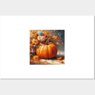 Pumpkin with Flowers Posters and Art